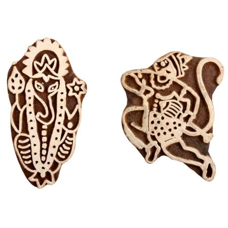 Set of 2 Piece New Mix Wooden Printing Block